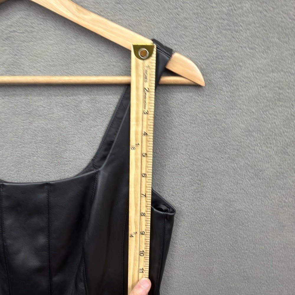 7 For All Mankind Vegan Leather Grunge Midi Dress Size XS Black Sleeveless NWOT - Picture 6 of 12